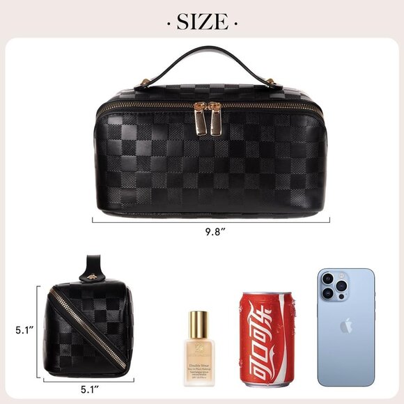 NWT Checkered Makeup Bag Black - Picture 2 of 7